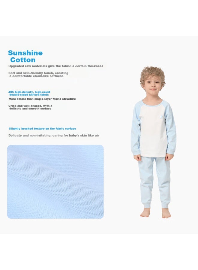 Les enphants Liyingfang Kids Pajamas Boys Girls Autumn Thermal Underwear Set Baby Warm Clothing Set Round Neck Khaki 140 CM - Image 2