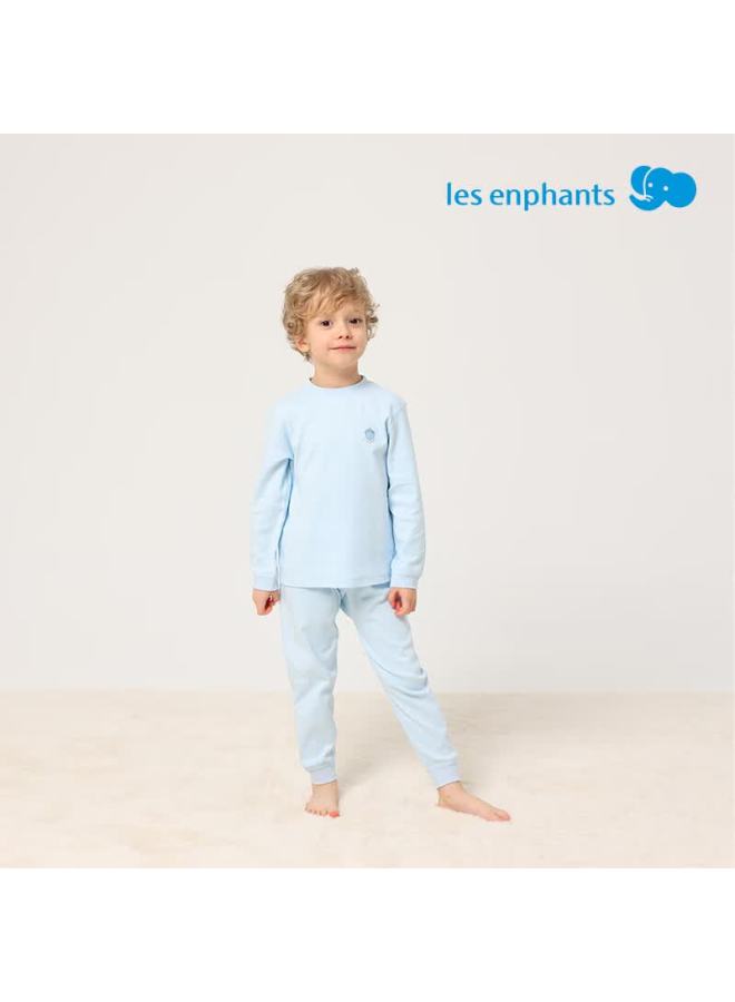Les enphants Liyingfang Kids Pajamas Boys Girls Autumn Thermal Underwear Set Baby Warm Clothing Set Round Neck Khaki 140 CM - Image 4