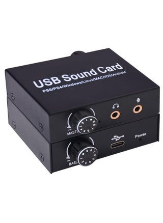 External USB Sound Card, Audio Adapter with Volume and Bass Adjustment, 3.5mm Mic Port, Compatible with Windows, Linux, MAC, iOS, Android, PS5, Laptops, Desktops - pzsku/Z1CA90BF0BE5DC36BED63Z/45/_/1730270492/cf022e19-0b33-4e3e-9805-068c7218f552