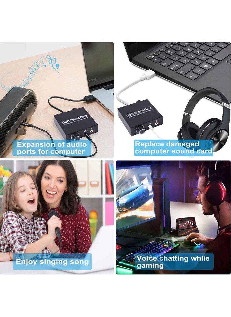 Generic - External USB Sound Card, Audio Adapter with Volume and Bass Adjustment, 3.5mm Mic Port, Compatible with Windows, Linux, MAC, iOS, Android, PS5, Laptops, Desktops - Image 1