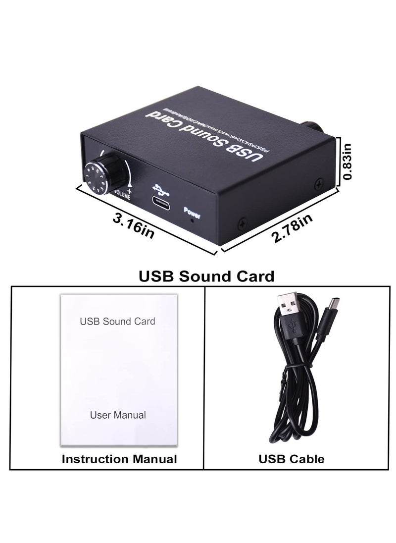 Generic - External USB Sound Card, Audio Adapter with Volume and Bass Adjustment, 3.5mm Mic Port, Compatible with Windows, Linux, MAC, iOS, Android, PS5, Laptops, Desktops - Image 1