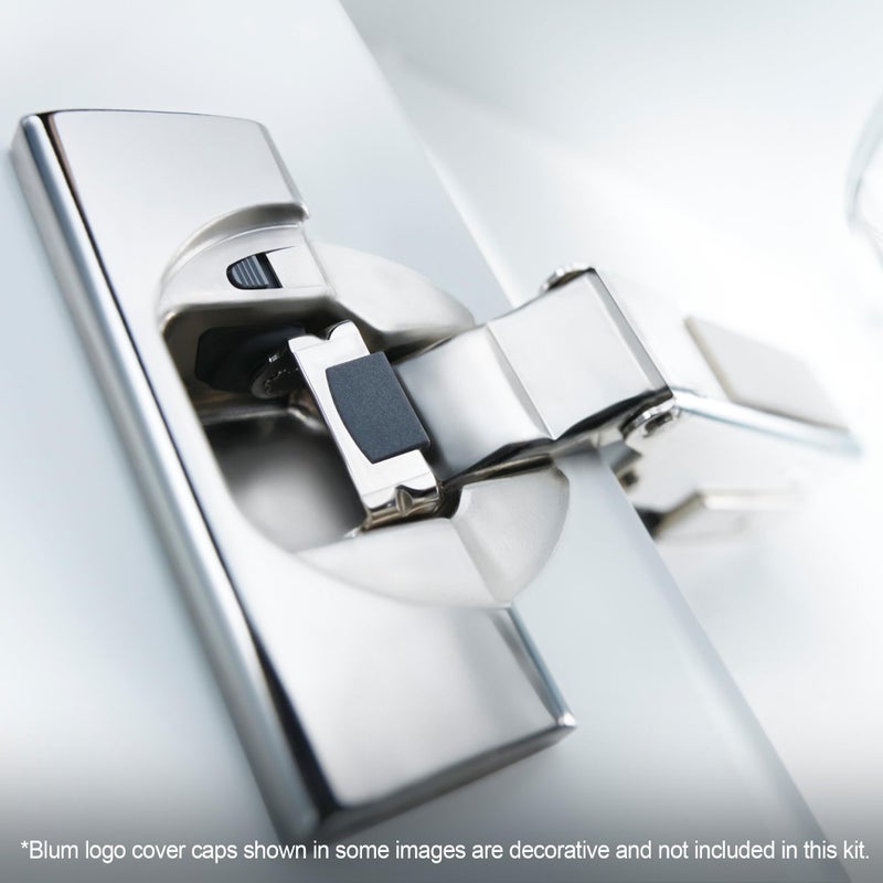Blum Clip top BLUMOTION Hinge Kit (1 Kit), Full Overlay, 110Â° Opening Angle, Steel, Soft Close Euro-Style Hinges with Clip Mounting Plate for Frameless Cabinets - Image 3