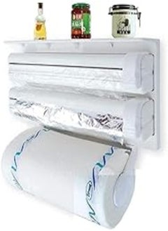 RYLAN 3 in 1 Wrap Center Holds Silver Foil, Plastic Wrap, and Paper Towels / 3 in 1 Kitchen Triple Paper Dispenser & Holder Paper/Foil/Cling Wrap