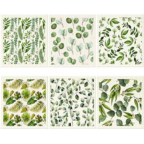 6 Pcs Swedish Dishcloth for Kitchen Reusable Paper Towels Swedish Sponge Absorbent Dish Towel Fast Drying Washable Cleaning Cloths No Odor Wipes Decorative Hand Tea Towel for Kitchen