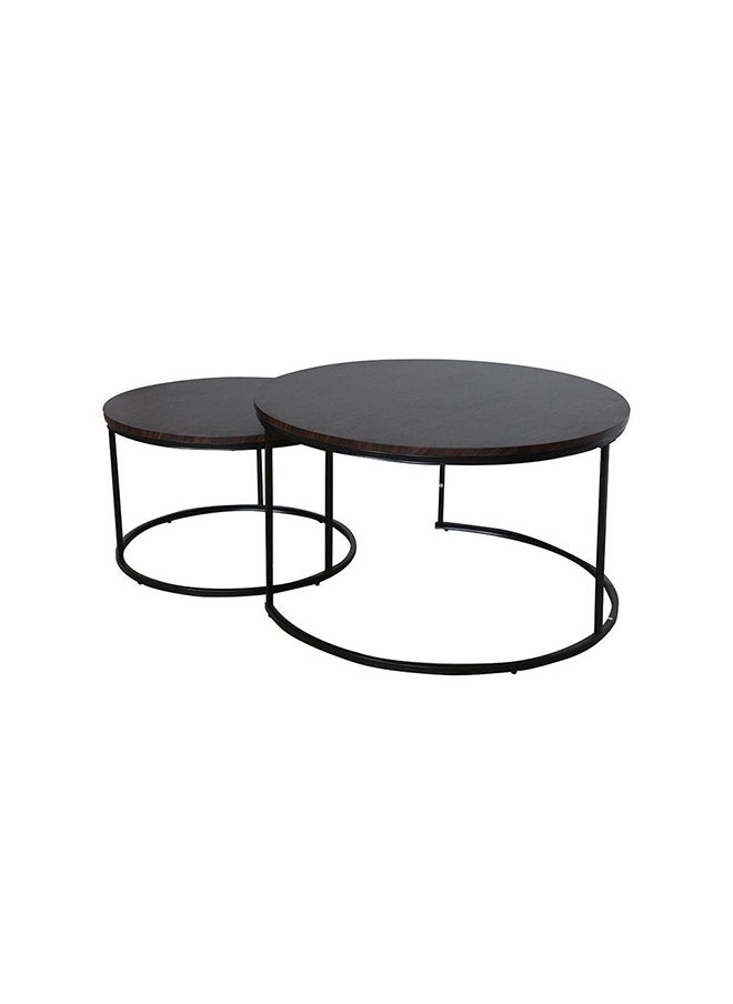 Yohan Coffee Table Set of 2 Multifunctional Living Room Table Space Saving Center Table Modern Design Furniture for Home L 80 x W 80 x H 45.7 cm Walnut