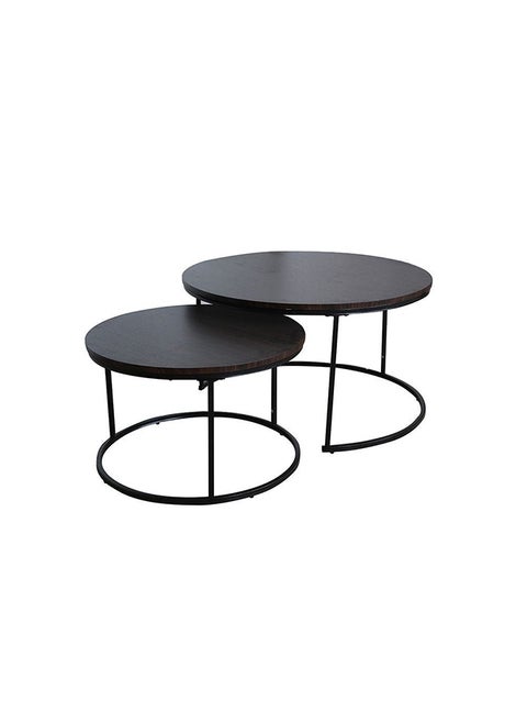 Yohan Coffee Table Set of 2 Multifunctional Living Room Table Space Saving Center Table Modern Design Furniture for Home L 80 x W 80 x H 45.7 cm Walnut