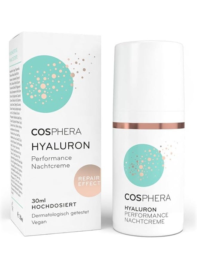 كوسفيرا كريم ليلي بالهيالورونيك لتقليل التجاعيد والهالات السوداء والانتفاخات 30 مل – كريم وجه للرجال والنساء، صنع في ألمانيا - Image 1