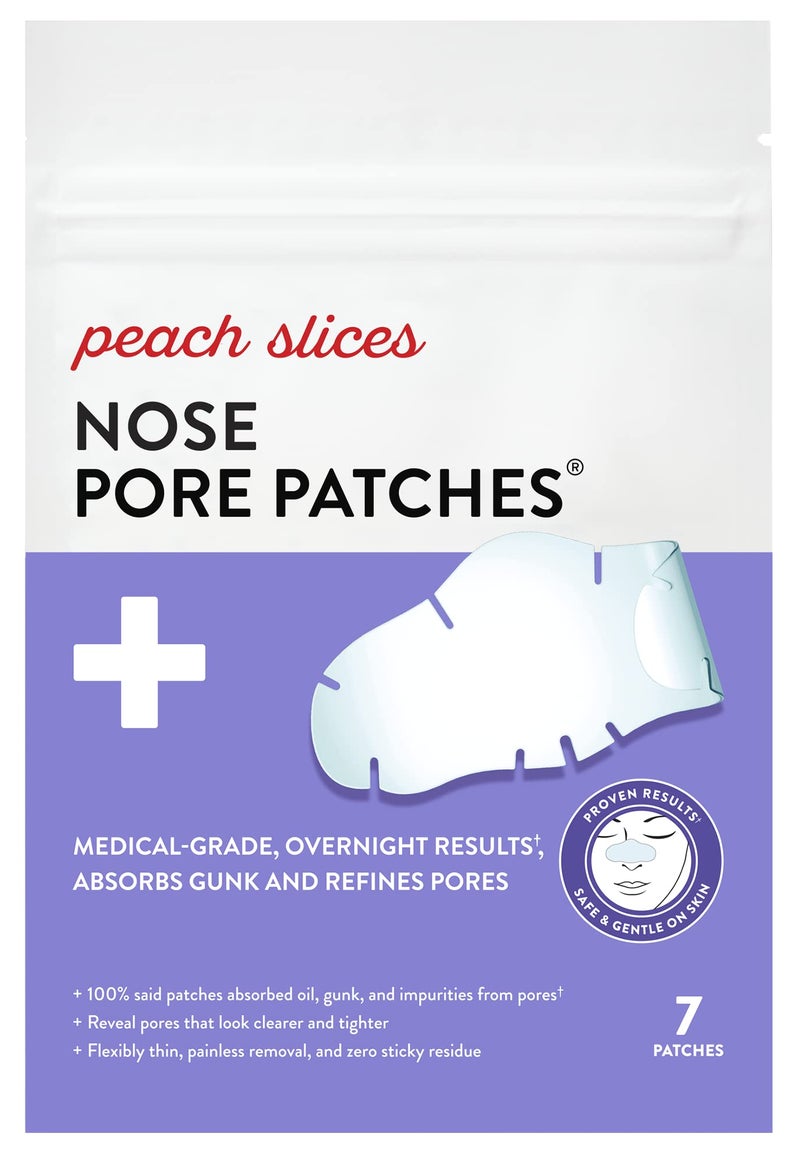 Peach Slices - Nose Pore Patches (7 ct) - Overnight Blackhead Remover - Pore Strips - Absorbs Gunk - Thin, Flexible & Painless - Hydrocolloid Patches - Vegan & Cruelty Free - Korean Skin Care & Beauty - Image 1