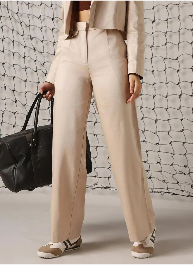 هوبرهولمي Solid High Rise Straight Leg Trousers