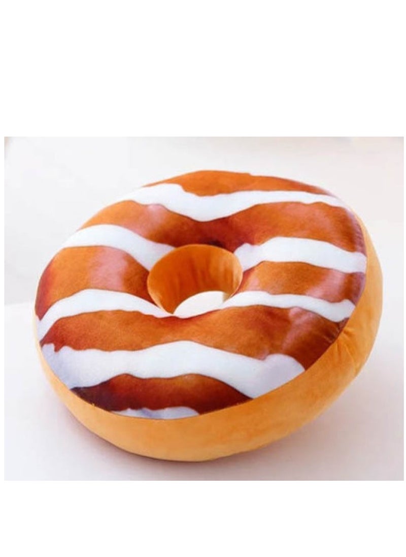 Bluejw - 3D Doughnut Throw Pillow Cosy Seat Back Stuffed Pillow Cushion Round Food Shaped Pillow for Living Room Bedroom Home Decor - Image 1