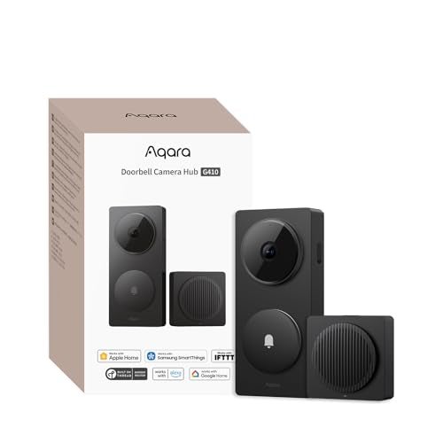 Aqara Smart Doorbell Camera G410 with Chime, 2K, HomeKit Secure Video, 2-Way Audio, Built-in Matter Hub, Wireless/Wired, Supports Apple Home, Alexa, Google, Home Assistant, 2.4G/5GHz Wi-Fi, Black - Image 1