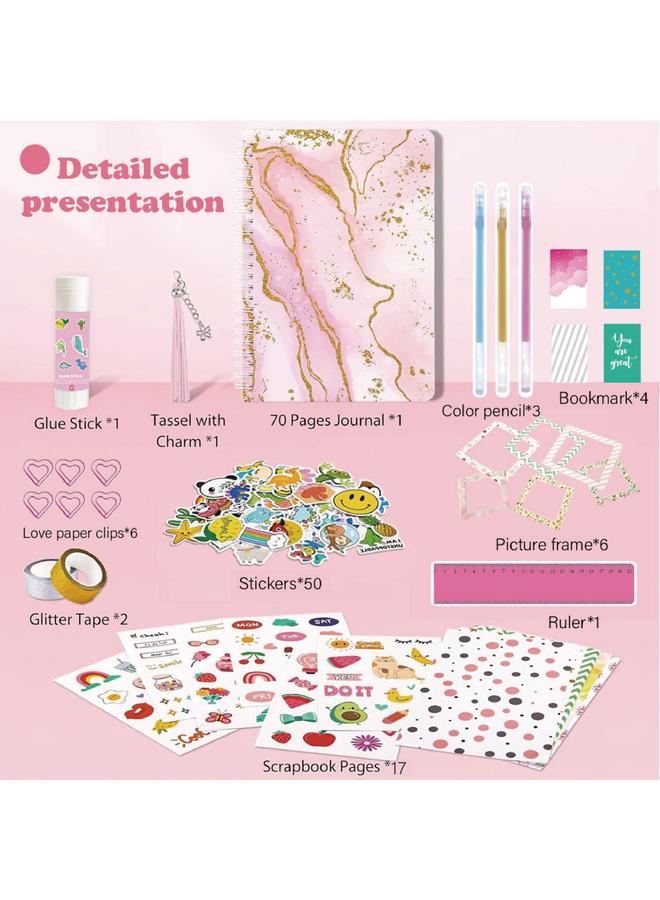 الأزرق جي دبليو DIY JOURNAL SET ملصقات يوميات الأطفال في سن المراهقة هدية قصاصات اليد مجموعة دفتر الأستاذ - Image 3