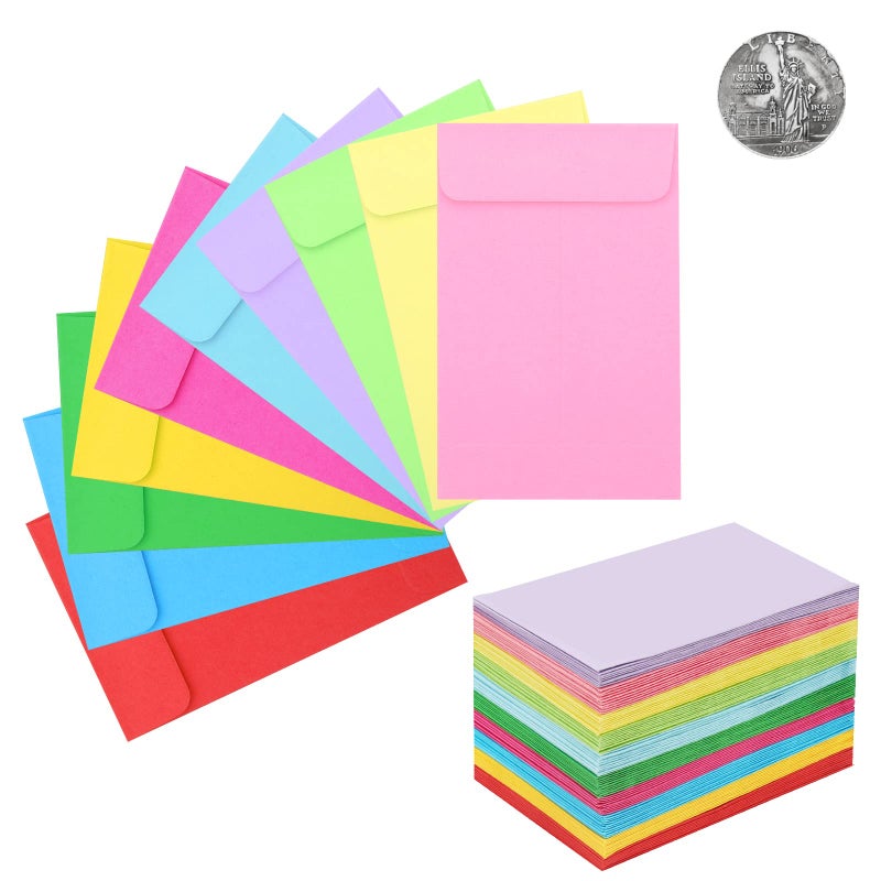 Keketer 100 Pack #1 Coin Envelopes 2.25"×3.5" 10 Assorted Colors Mini Envelopes for Spare Keys, Coins, Stamps, Small items Storage, Seed Envelopes for Make Seed Packets - Image 1