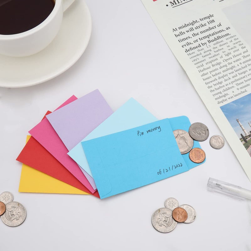 Keketer 100 Pack #1 Coin Envelopes 2.25"×3.5" 10 Assorted Colors Mini Envelopes for Spare Keys, Coins, Stamps, Small items Storage, Seed Envelopes for Make Seed Packets - Image 4