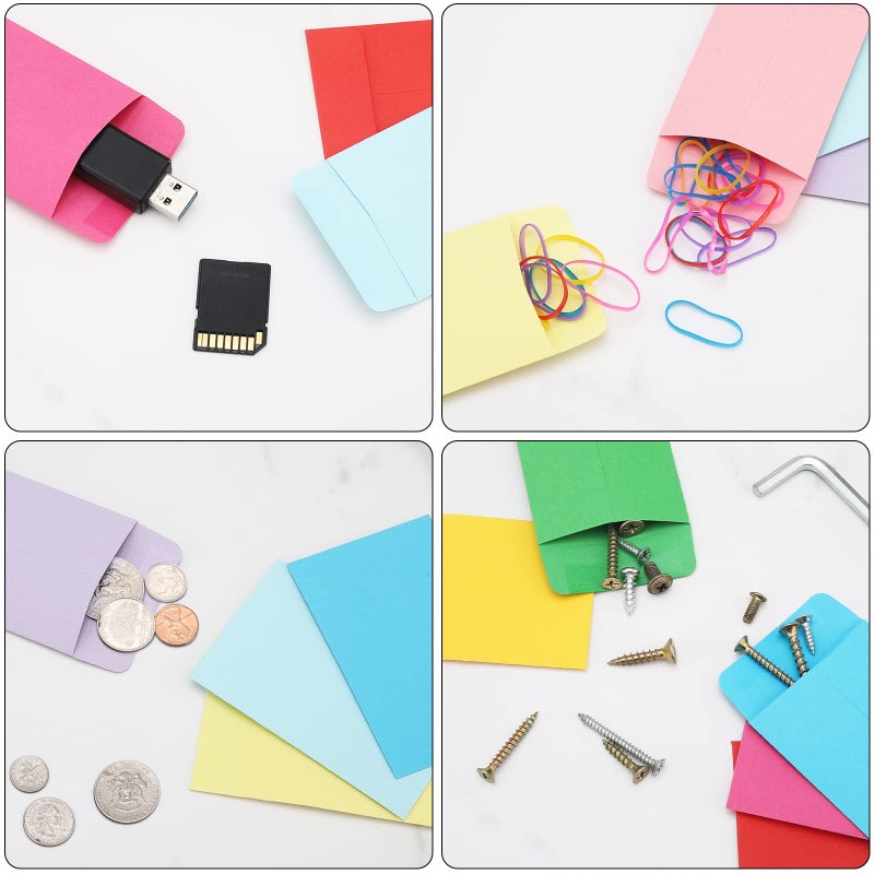 Keketer 100 Pack #1 Coin Envelopes 2.25"×3.5" 10 Assorted Colors Mini Envelopes for Spare Keys, Coins, Stamps, Small items Storage, Seed Envelopes for Make Seed Packets - Image 5