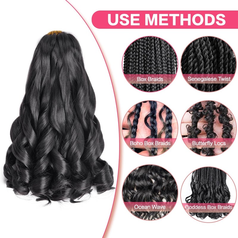 Luoyudu French Curl Braiding Hair 12 Inch 8 Packs Natural Black Curly Braiding Hair Pre Stretched 50g/pack Loose Wavy Crochet Hair Synthetic Hair Extensions for Black Women (12 inch,8 packs, 1B) - Image 5