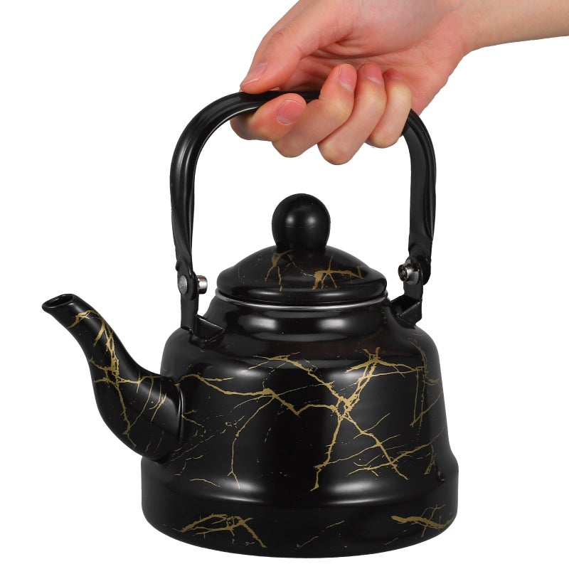 Vintage Enamel Teapot With Handle Stovetop Tea Kettle 1.7L Boiling Water Making Tea Retro Whistling Kettle For Kitchen Camping - Image 4