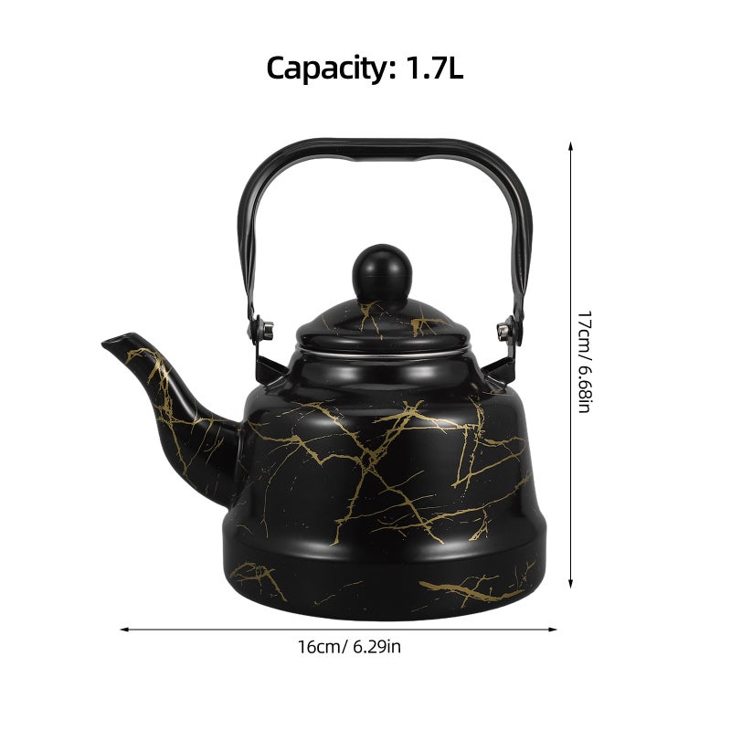 Vintage Enamel Teapot With Handle Stovetop Tea Kettle 1.7L Boiling Water Making Tea Retro Whistling Kettle For Kitchen Camping - Image 5