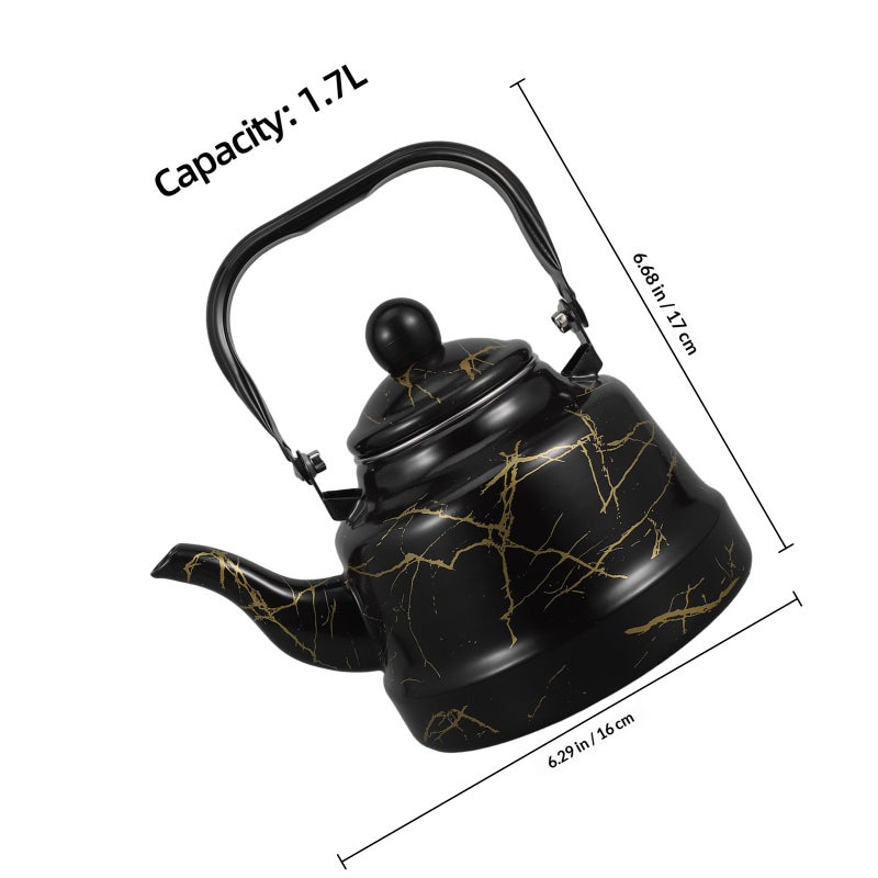 Vintage Enamel Teapot With Handle Stovetop Tea Kettle 1.7L Boiling Water Making Tea Retro Whistling Kettle For Kitchen Camping - Image 2