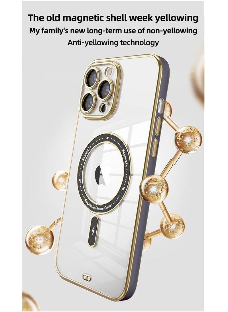Color Fans - جراب مغناطيسي شفاف لهاتف iPhone 12 Pro Max مقاس 6.7 بوصة متوافق مع MagSafe، حافة ناعمة، غطاء خلفي شفاف مضاد للخدش، أرجواني - Image 1