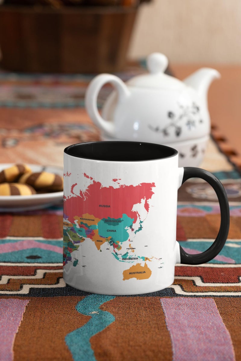 TAJNAN World Map Printed Black Inner Colour Ceramic Coffee Mug- Best World Map Quotes, for Boy/Girl, Best Gift, Educational | Map, Geography, Travel, Political and Farewell, Return Gift School - Image 4