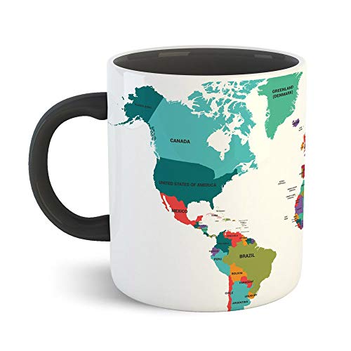 TAJNAN World Map Printed Black Inner Colour Ceramic Coffee Mug- Best World Map Quotes, for Boy/Girl, Best Gift, Educational | Map, Geography, Travel, Political and Farewell, Return Gift School - Image 2