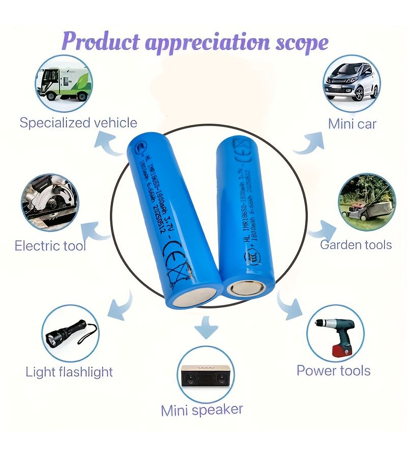 4 Section 18650 Rechargeable Lithium Ion Batteries 3.7V Large Capacity Metal Shell Flat Head Durable For LED Flashlights Headlights Drones Power Tools Clippers Doorbells - Image 4