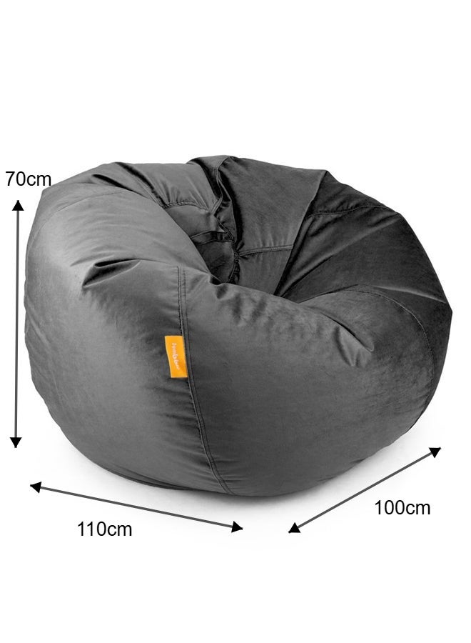 Jumbble Suede Bean Bag with Filling | Ultimate Indoor Lounging Chair for All Ages | Velvet Soft Fabric | Filled with Polystyrene Beads(XXL, Black)70 X 100 X 110cm - Image 4