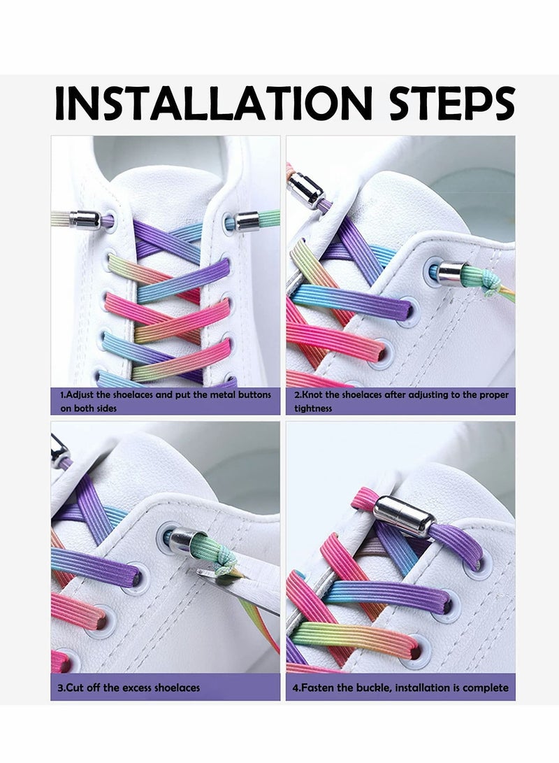 Excefore 4 Pair No Tie Laces Elastic Shoelaces Universal Quick Tie Shoe Laces with Metal Buckle for Kids and Adults (4 Colors) - Image 5