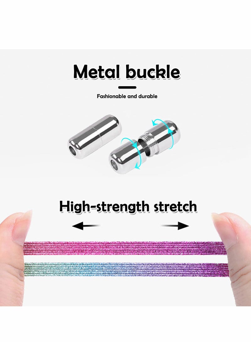 Excefore 4 Pair No Tie Laces Elastic Shoelaces Universal Quick Tie Shoe Laces with Metal Buckle for Kids and Adults (4 Colors) - Image 4