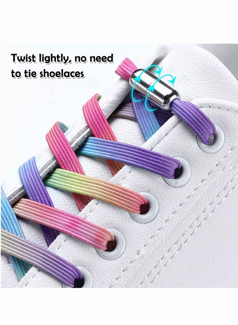 Excefore 4 Pair No Tie Laces Elastic Shoelaces Universal Quick Tie Shoe Laces with Metal Buckle for Kids and Adults (4 Colors) - Image 3