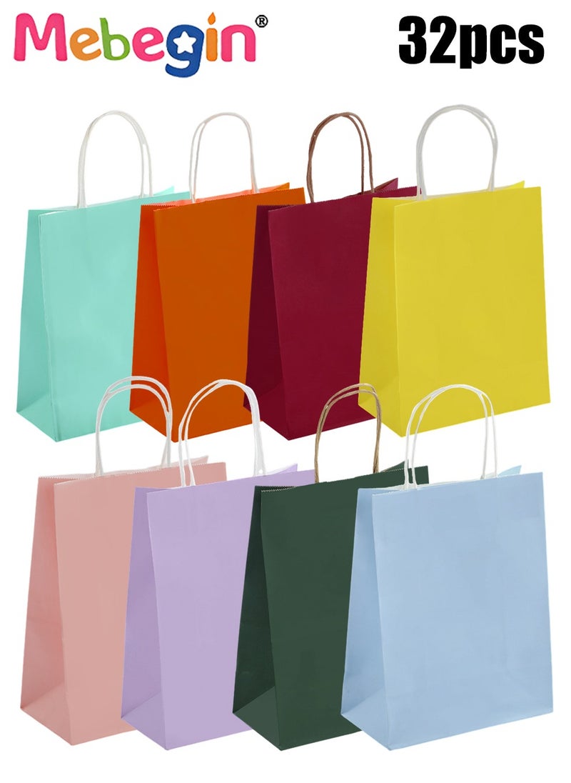 MEBEGIN 32 Pcs Kraft Gift Bags with Handles, 8 Pure Colors Paper Bags, 4PCS of Each Color, 15*8*21cm Shopping Gift Bags, Easy to Carry, Suitable for Gifts, Party Favours, Groceries, Small Business Merchandise and Jewelry  - Image 1