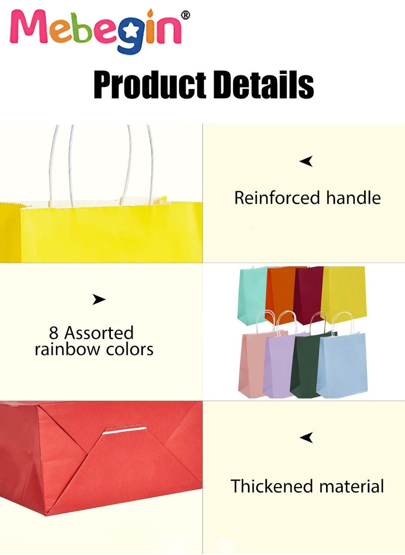 MEBEGIN 32 Pcs Kraft Gift Bags with Handles, 8 Pure Colors Paper Bags, 4PCS of Each Color, 15*8*21cm Shopping Gift Bags, Easy to Carry, Suitable for Gifts, Party Favours, Groceries, Small Business Merchandise and Jewelry  - Image 5