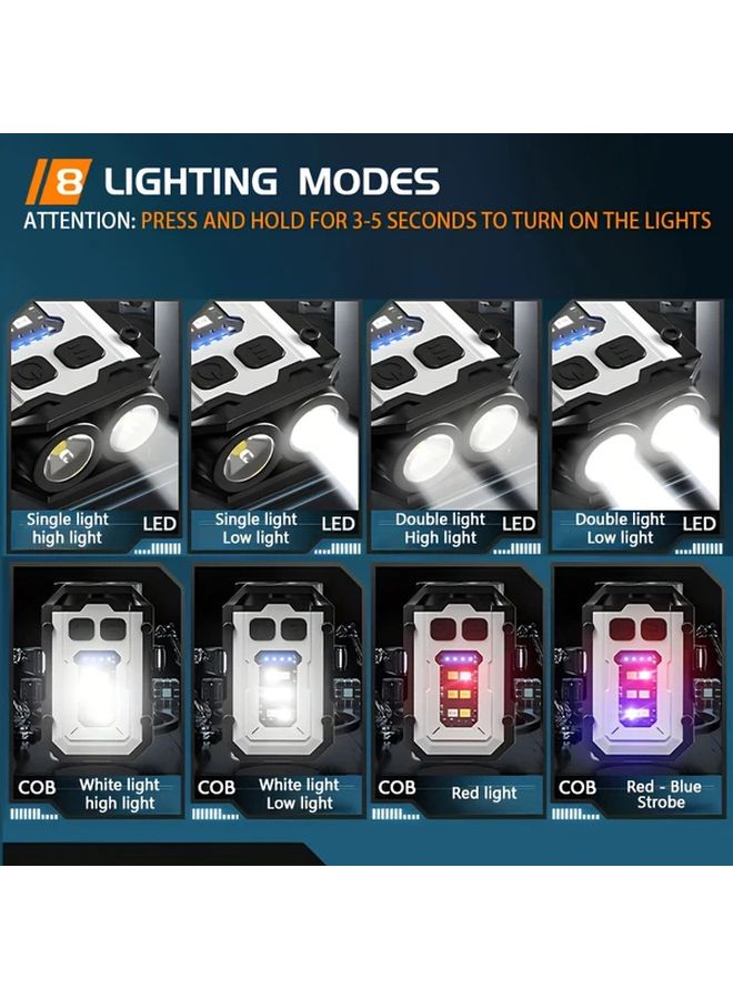 Black LED Flashlight USB Rechargeable with Side Lights Multiple Modes for Camping Sports Emergency - Image 5