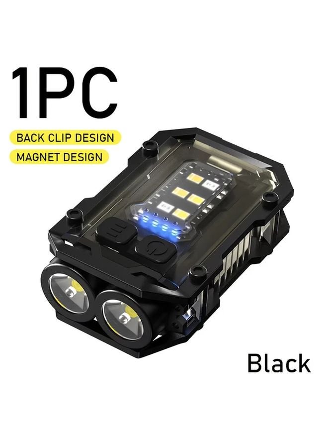 Black LED Flashlight USB Rechargeable with Side Lights Multiple Modes for Camping Sports Emergency - Image 1