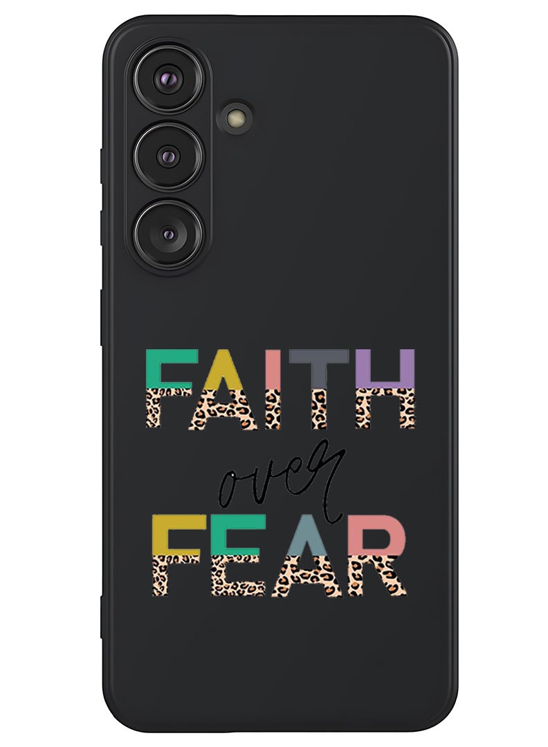 Theodor Protective Slim Fit Case Liquid Silicone Cover with Full Body Protection Anti-Scratch Shockproof Case For Samsung Galaxy S25 Plus (Black) - Faith over fear  - Image 1