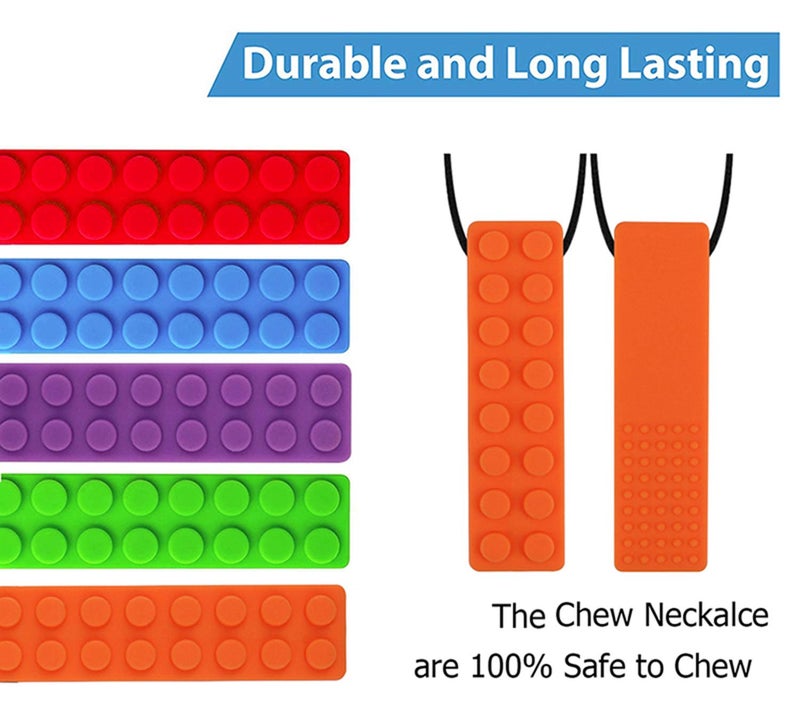 seeway Chew Necklace Sensory Chew Necklace Bundle for Kids with Teething ADHD Autism Biting Needs Oral Motor Chewy Teether Silicone Necklace Made from Food Grade Silicone Safety for BoysGirls5 PCS - Image 5