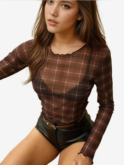 HICCUP Patterned Crew Neck Top