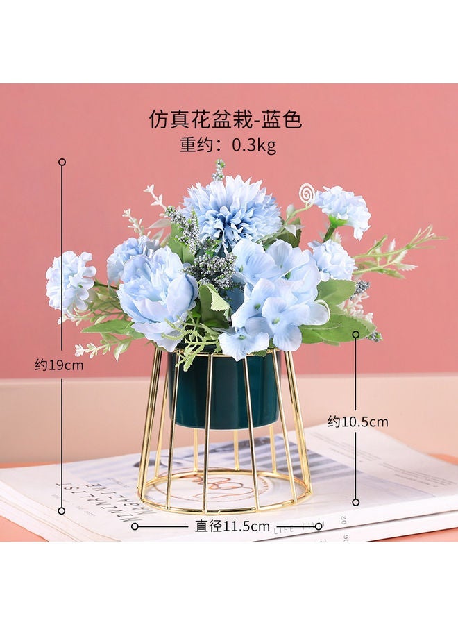 NIBEMINENT Flower Vase with Metal Rack Stand Green/Gold 19x11x10.5cm - Image 1