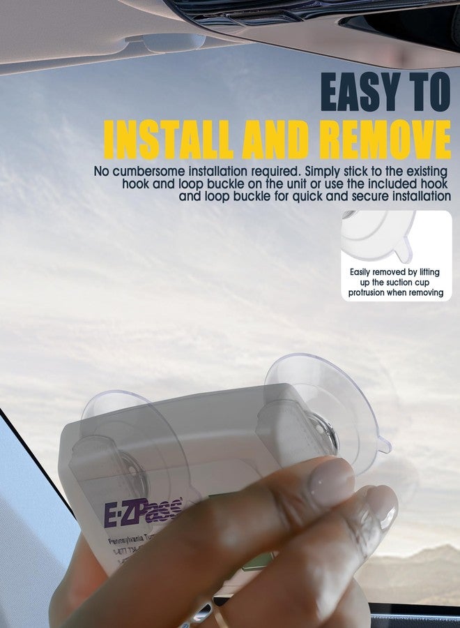 Orzero (2 Sets) Orzero EZ Pass Holder for Windshield, Fits Most US States Major Toll Passes Easy to Install and Remove with 4pcs Strong Suction Cups & 4pcs Mounting Strips - Image 5