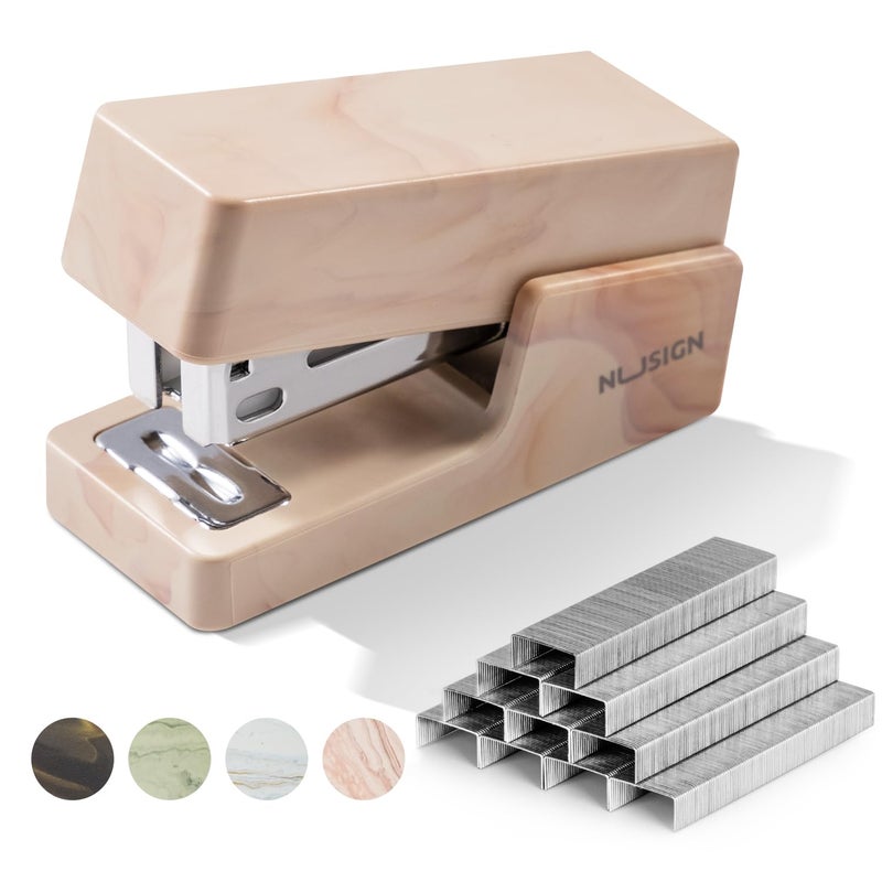 NUSIGN Mini Stapler with 830 Staples, Small Cute Desk Staplers, 25 Sheet Capacity, Fluid Brown - Image 1
