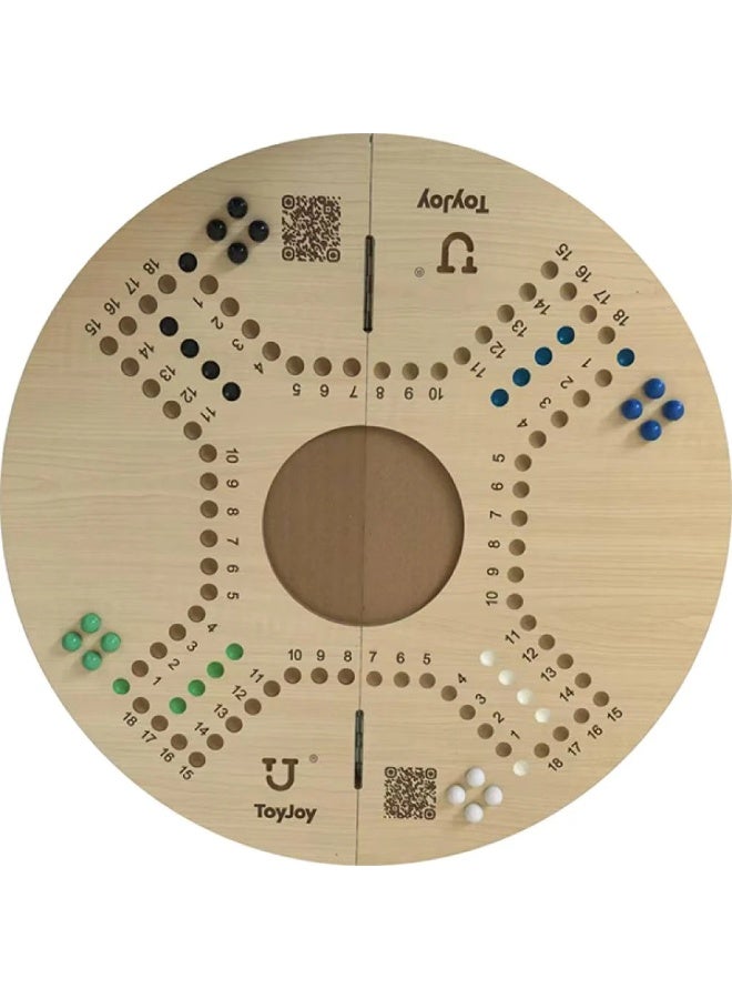 توي آند جوي لعبة جاكارو وجهين 6 و4 لاعبين  لون خشبي أنيق مع  شنطة قماش و 2 ورق بلوت فاخر - Image 4
