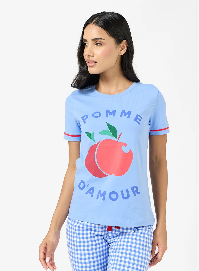 جينجر طقم تي شيرت وبنطلون بيجامة برسومات