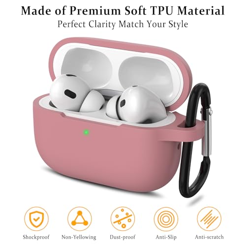 Tobfit Case for AirPods Pro 2, Wireless Charging, Powerful Drop Protection, TPU, Tough Magnetic Cover for AirPods Pro 1st/2nd Generation (2023/2022/2019)- Pink - Image 3