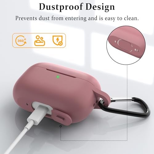 Tobfit Case for AirPods Pro 2, Wireless Charging, Powerful Drop Protection, TPU, Tough Magnetic Cover for AirPods Pro 1st/2nd Generation (2023/2022/2019)- Pink - Image 5