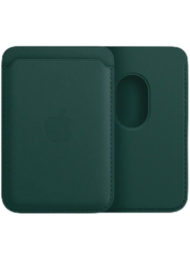 iPhone Wallet Leather Magnetic ID Card Holder Compatible with Apple iPhone 12-13 - 14-15 Series, Mini - Plus - Pro - Pro Max (Dark Green) - Image 1