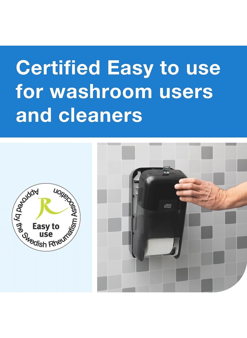 Tork OptiServe Coreless Toilet Paper Dispenser Black Compatible with T7T5 Systems Elevation Design 2Roll Dispenser 473528