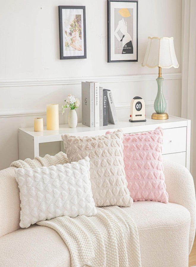 AQOTHES Set of 2 Heart Love Cute Pink Decorative Throw Pillow Covers 20x20, Soft Plush Faux Fur Wool Pillow Covers for Couch Sofa Home - Image 4