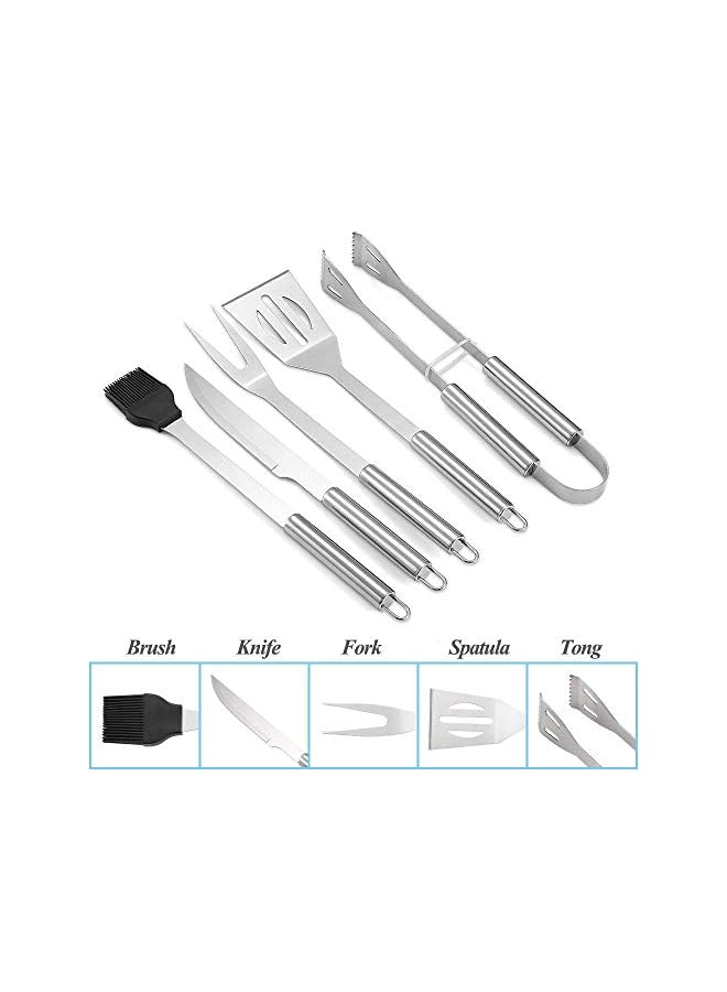 vesus Stainless-Steel Bbq Grill Tool Set With Knife Brush Fork Spatula And Tong With Oxford Bag - Image 3