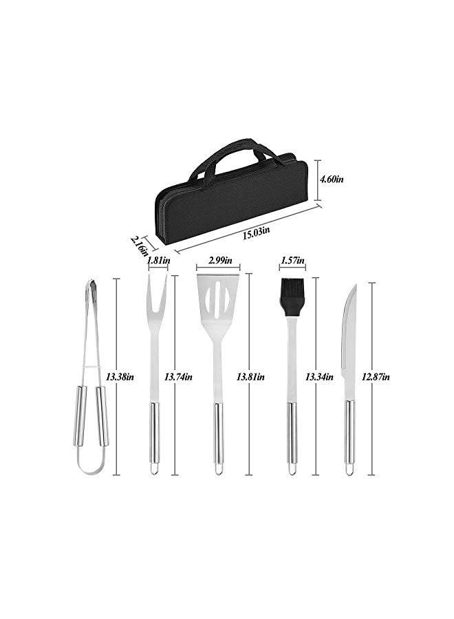vesus Stainless-Steel Bbq Grill Tool Set With Knife Brush Fork Spatula And Tong With Oxford Bag - Image 2